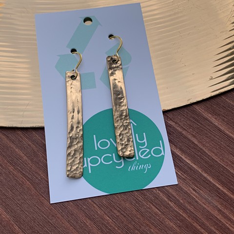 Drum Set Cymbal Earrings, Long Dangle Earrings with Hammered Texture SOLD