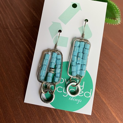 Blue Beads and mixed metal dangle earrings