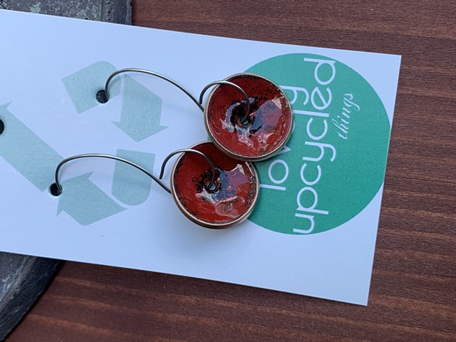 Red/Black Enamel Earrings