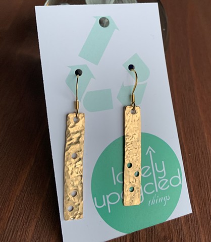 Drum Set Cymbal Earrings - Rectangles with Dots and Texture