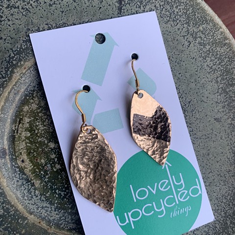Drum Set Cymbal Earrings, Leaves with print SOLD