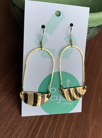 Drum Set Cymbal Earrings, Half-Moon Swing with Stripes SOLD