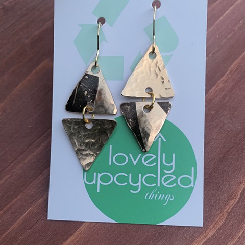 Drum Set Cymbal Earrings, Triangles with print SOLD