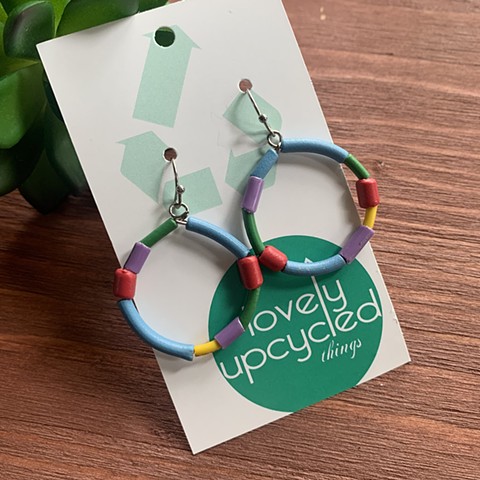 Colorful Electrical Wire Beaded Hoops 3