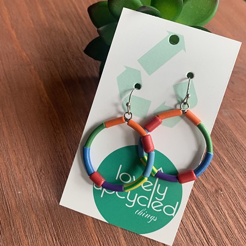 Colorful Electrical Wire Beaded Hoops 2