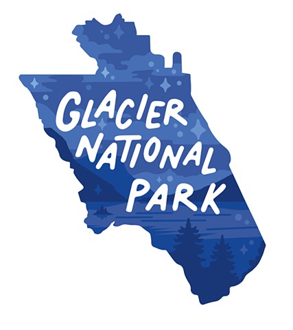 Glacier National Park Illustrated Sticker
