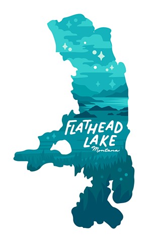 Illustrated Flathead Lake Sticker 