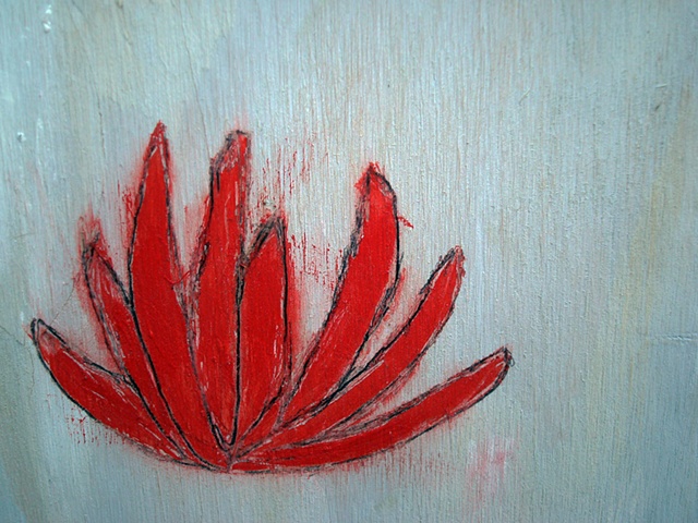 detail of one red lotus, from red lotus (painting)