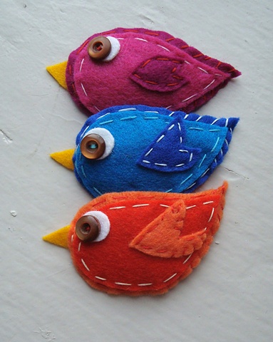 felt birdy hair clips