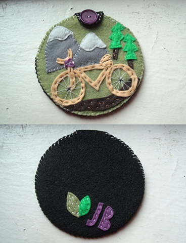 a bike, a mountain, some trees and flowers (custom order for ashleigh b)