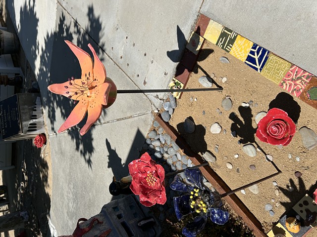 ceramics flowers, peacock