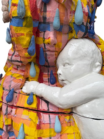 Mom, 2025, clay, underglaze, glaze, 4.5'x18"x18"