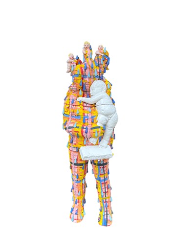 Mom, 2025, clay, underglaze, glaze, 4.5'x18"x18"