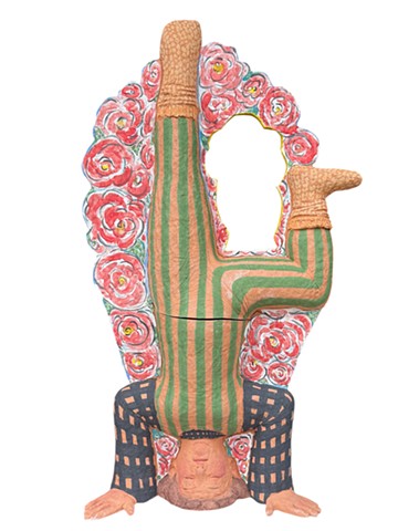 Keeping the Window Open, 2025, clay, underglaze, 4.5'x22"x12"