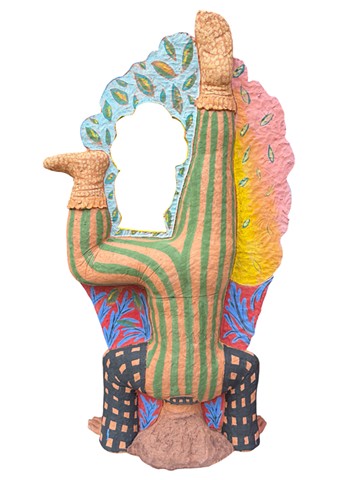 Keeping the Window Open, 2025, clay, underglaze, 4.5'x22"x12"