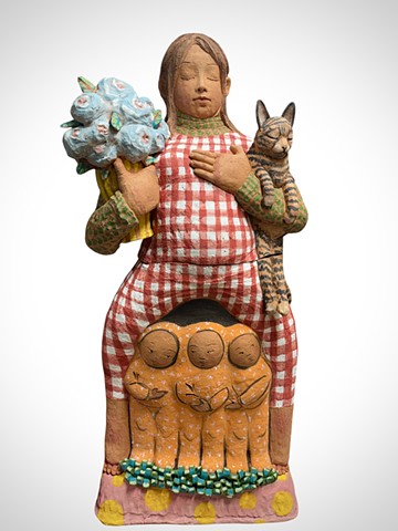 Hearth,2025, clay, underglaze,  4'x28"x16"