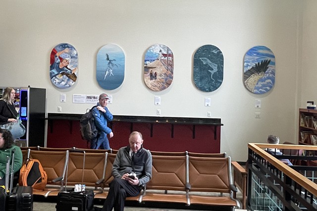 Installation View of "Windows to Wonder" at Traverse City Airport - Photo by Lindy Bishop