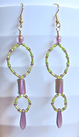 Chartreuse and Mauve Earrings