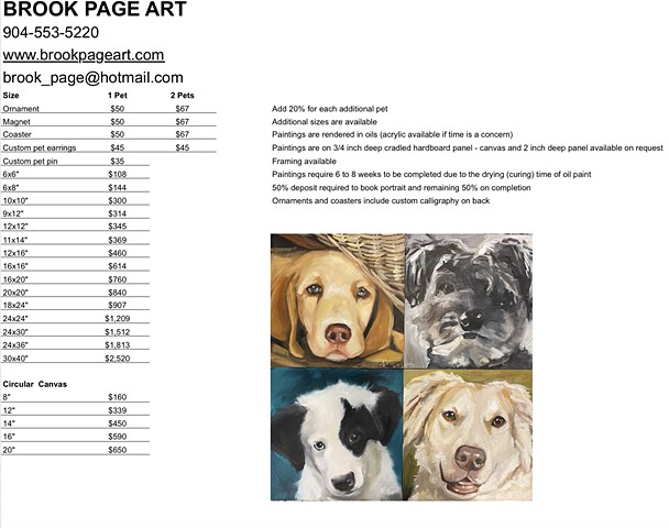 Pet Portrait Pricing 