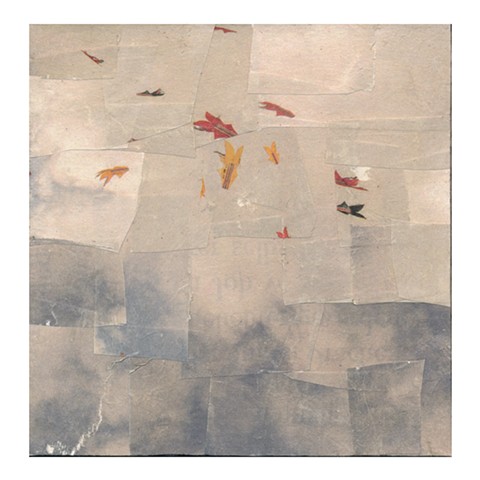 contemperary collage salvaged paper vintage paper leaves dreamy