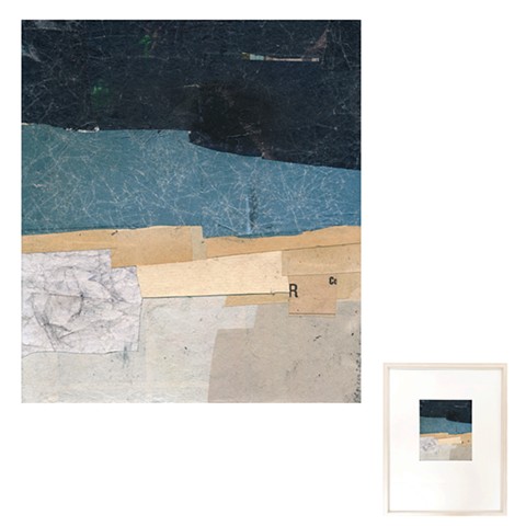 contemperary collage salvaged paper vintage paper blue seaside abstract sea 