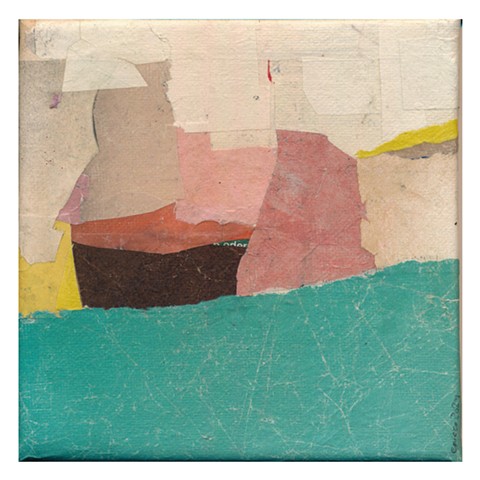 contemperary collage salvaged paper vintage paper blue seaside abstract sea summer light