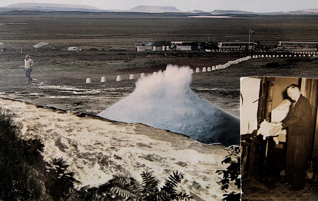 Local Icelandic man throws cat into the flood.