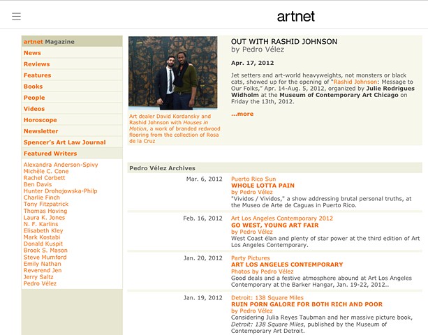 Archive of my columns for Artnet 2006-2012. The archive is incomplete due to broken links.