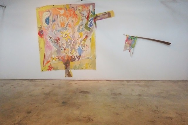( L-R)  #StefanSimchowitzPresents and Surrender Flag with Dollar Skull, or Zombie Abstraction
