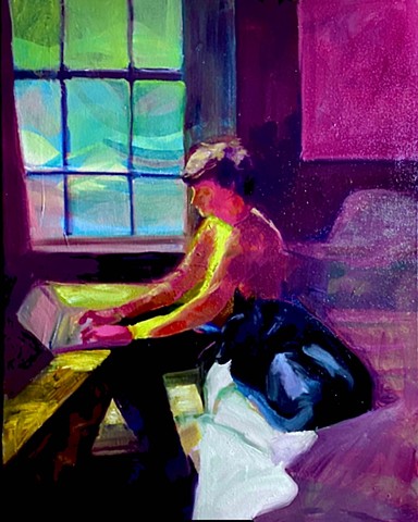 Portrait, person in room, atmospheric 