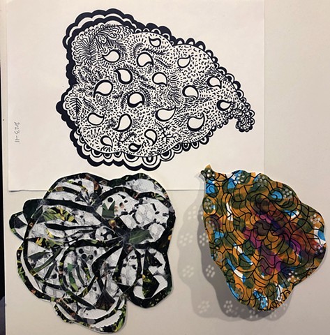 paisley, droplets + flower