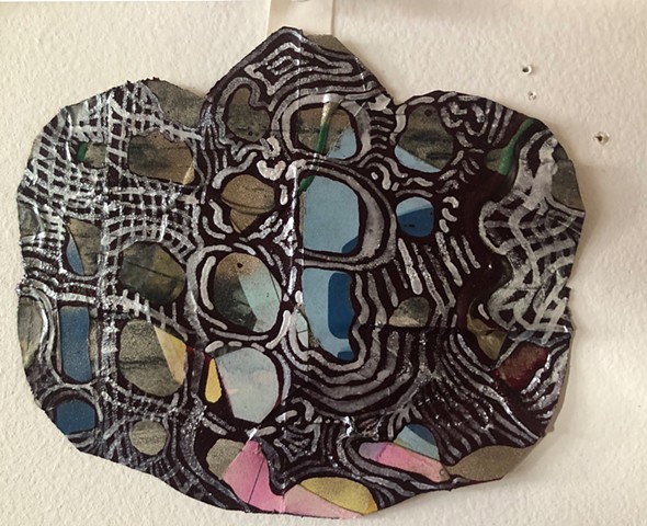 small shaped collage painting