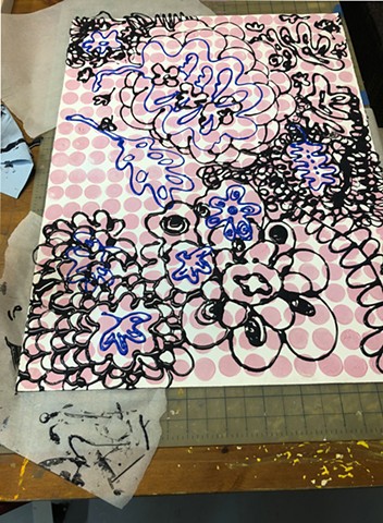 pink grid / line drawing