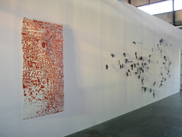 Orange Alert and Dirty Bombs, installed at Santa Monica Art Studios 2006