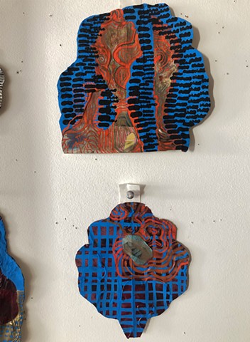 blue + orange cutout paintings