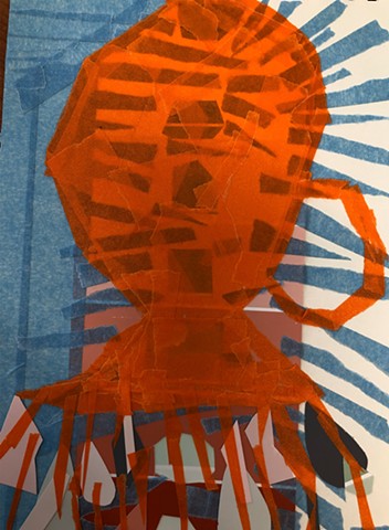 drawing made with colored masking tape
