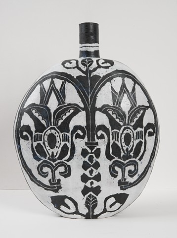 Large Flask with Upright Tulips