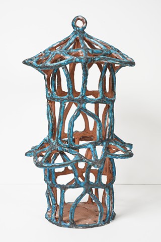 Turquoise Birdcage with Roof Semicircles