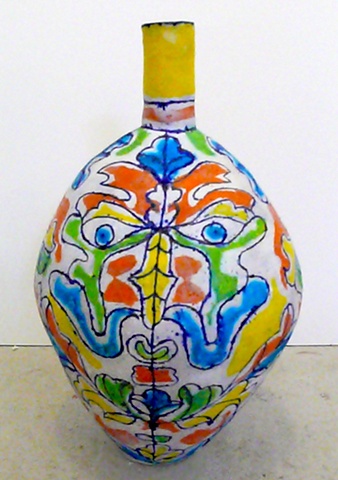 Red, Yellow & Green Leaf Face Bottle