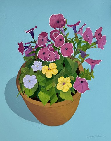 Petunias in an Ocher Pot
