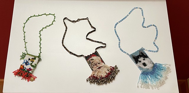 “Three different bead pouches” By Diana Olson