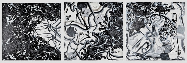 abstract, sculpture, black and white, details, huge, triptych