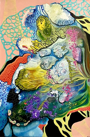 abstract, painting, details, organic, microscopic, layers, colorful