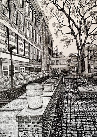 drawing, realist, perspective, black and white, framed
