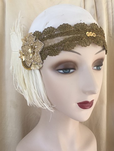 1920's style headband in gold