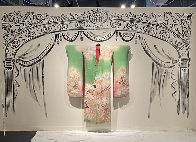 Kimono installed at Museo Italo Americano (before final steaming to remove remaining wrinkles)