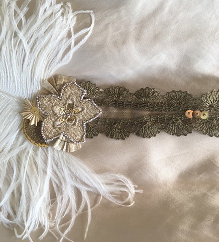 6. Gold antique lace embroidered headband