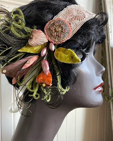 7. Beaded medallion antique lace headband