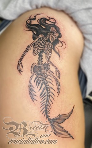 Black and Grey Mermaid Skeleton 