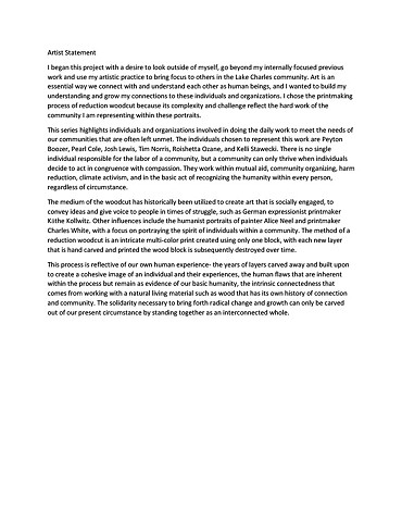 Artist Statement, Residency at the Museum